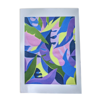 Purple jungle pastel illustration