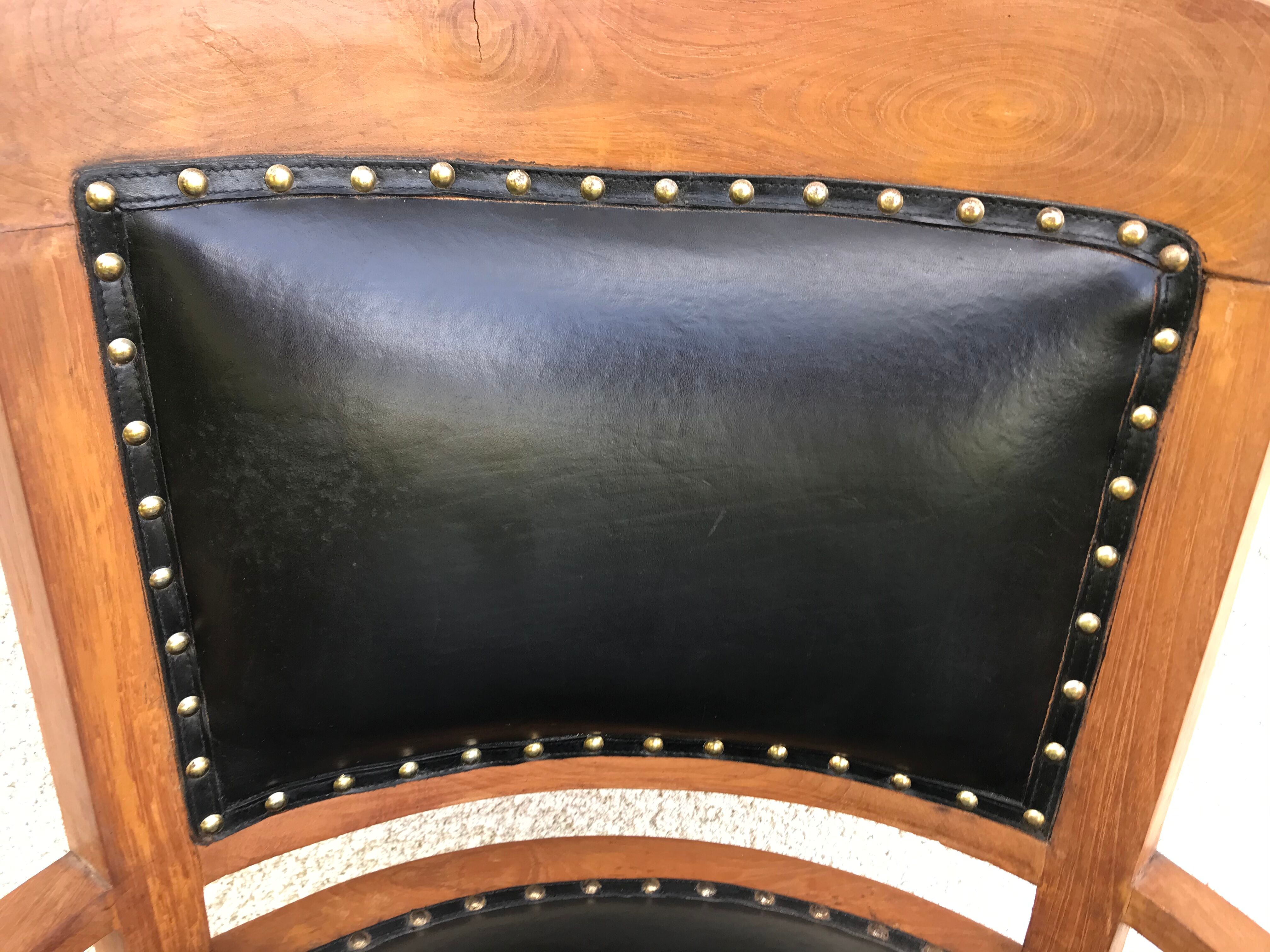 Art deco black leather office armchair