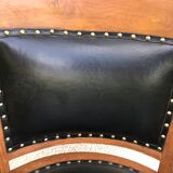 Art deco black leather office armchair