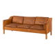 Vintage light cognac aniline leather 3 seater sofa by Mogens Hansen  Denmark, 1970s