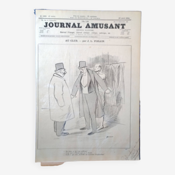Un dessin croquis  illustrateur Forain  année 1894 revue d'époque   issue Journal Amusant