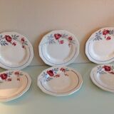Suite of six flat plates décor Abeille d'Or by Ceranord St Amand / vintage 50s-60s