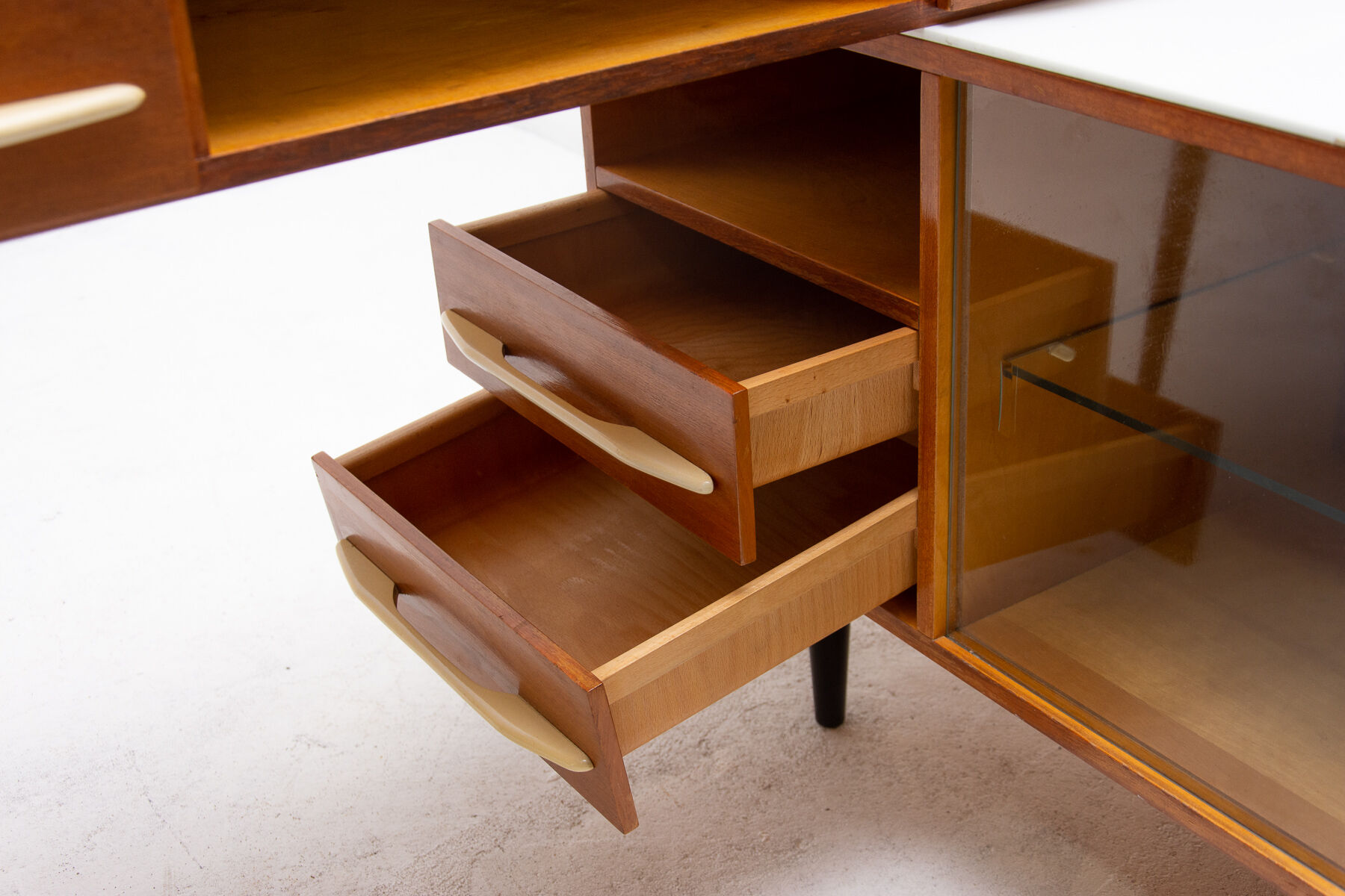 Corner writing desk with a bookcase by Mojmír Požár for ÚP Závody