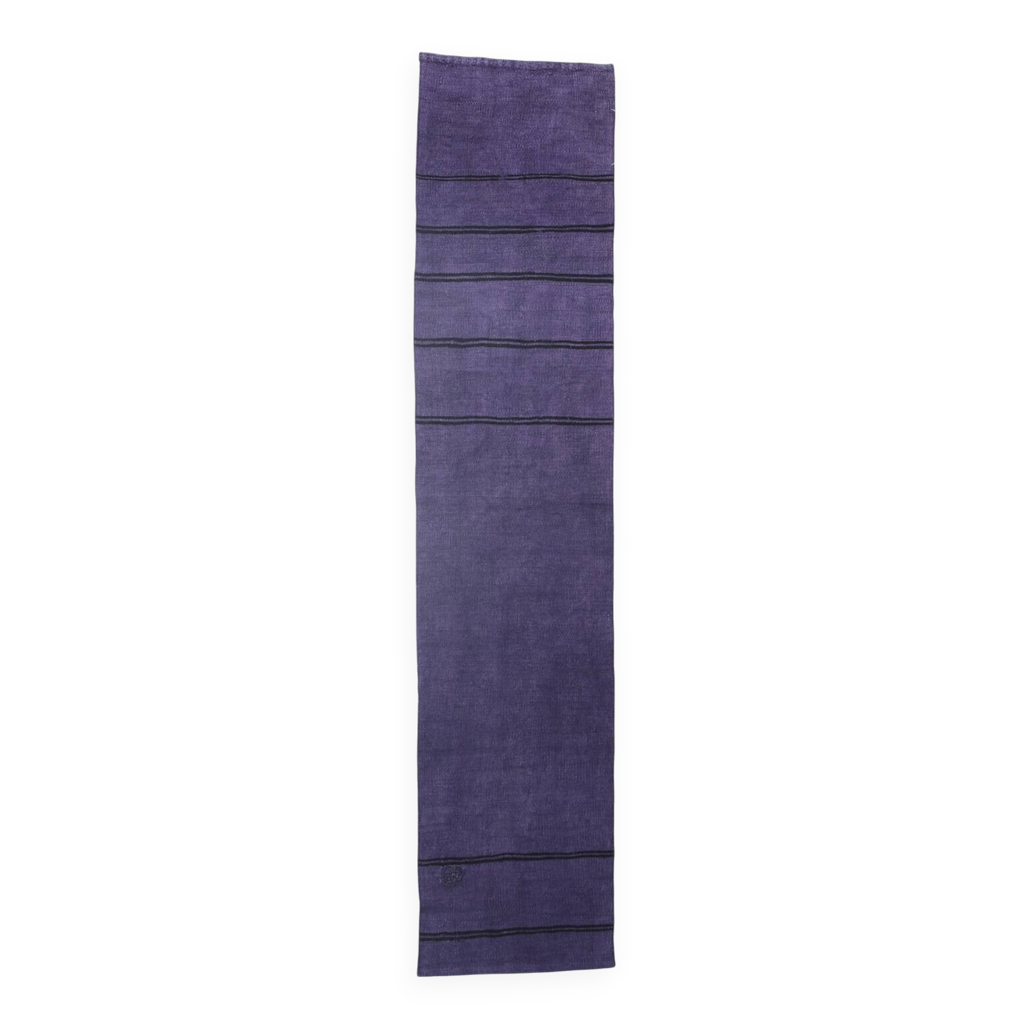 Purple Black Turkish Vintage Runner Rug, 74x346Cm