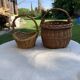 Set of 2 brown wicker baskets from the 1960s — two sizes, rustic vintage style.