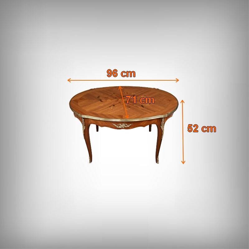 Rosewood marquetry coffee table, Louis XV style – Mid 20th century