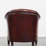 Sheepskin Leather Club Chair in a Cognac Tone