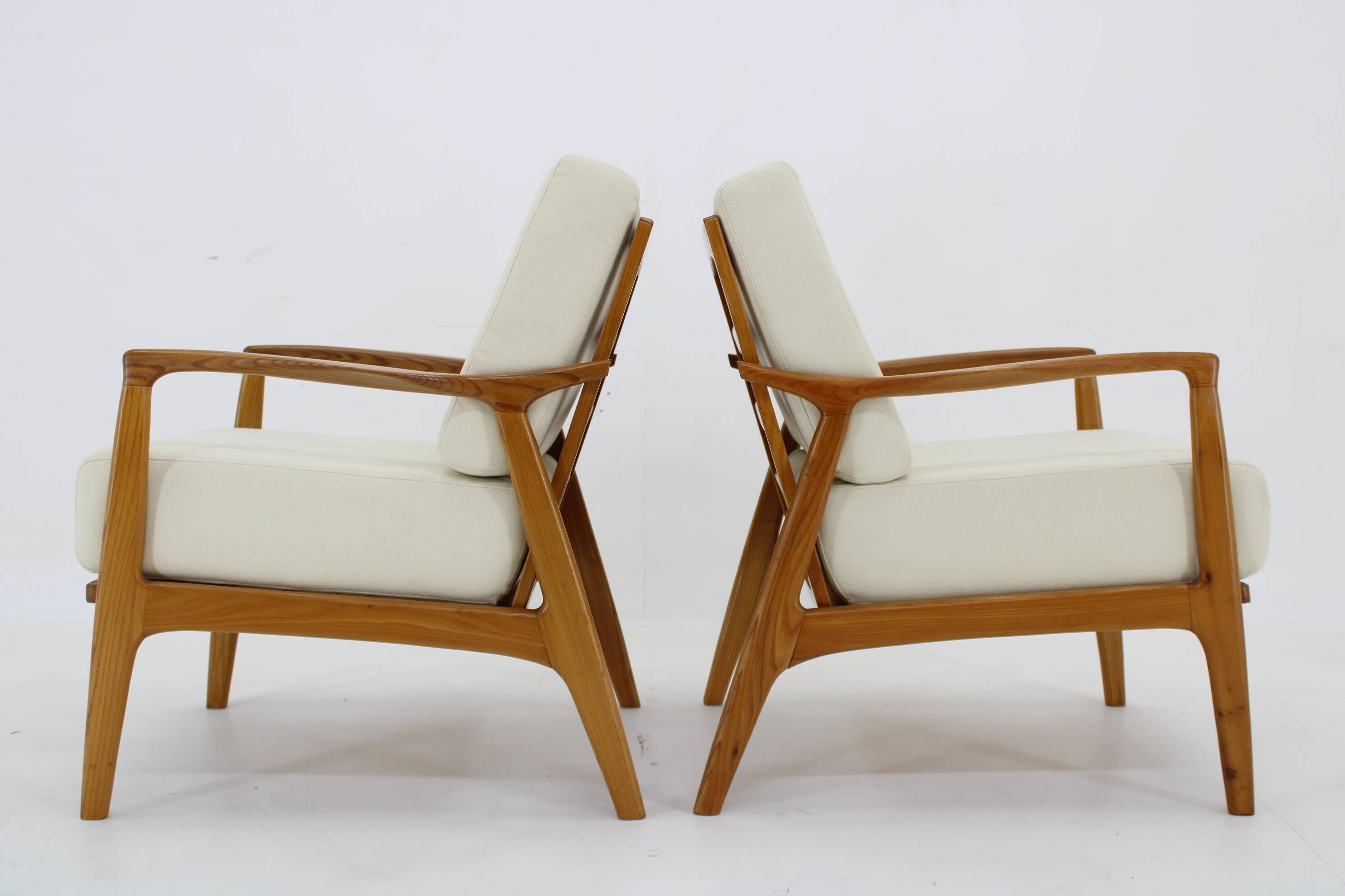 1970s Pair of Restored Armchairs by Drevotvar, Czechoslovakia