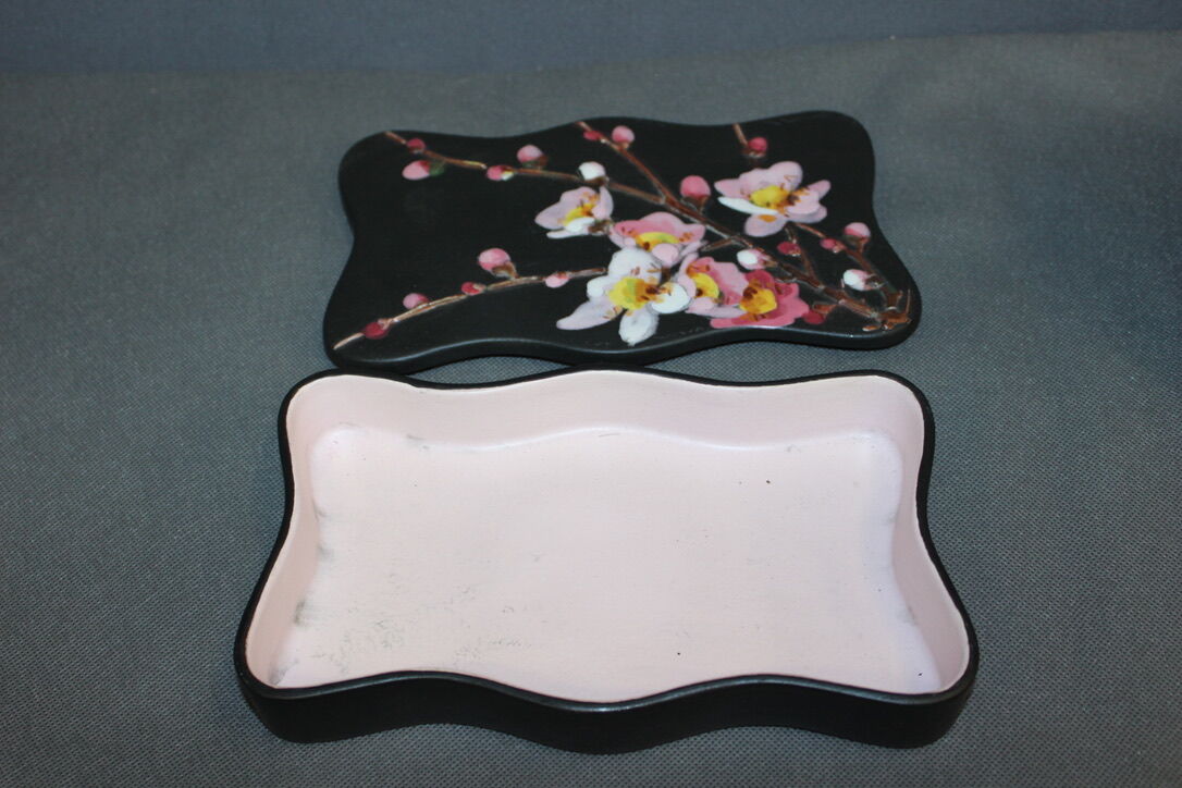 Set Of Three Ceramics By Giraud in Vallauris Apple Blossoms