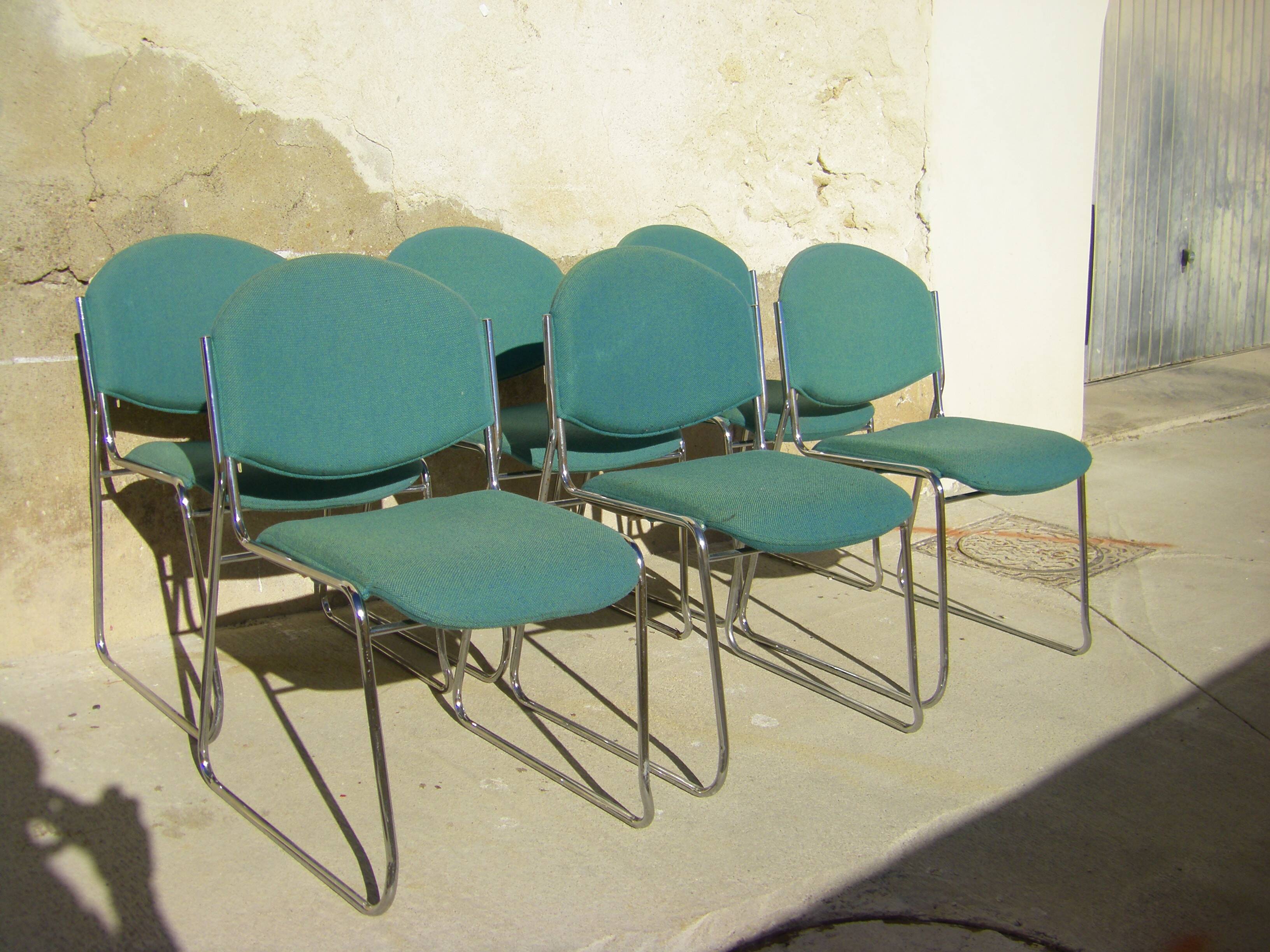 Set of six stackable vintage chairs