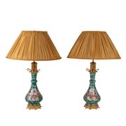 Pair of lamps in Canton porcelain and bronze, circa 1880
