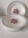 7 assiettes creuses Salins Odile – fleurs framboise & liseré bleu