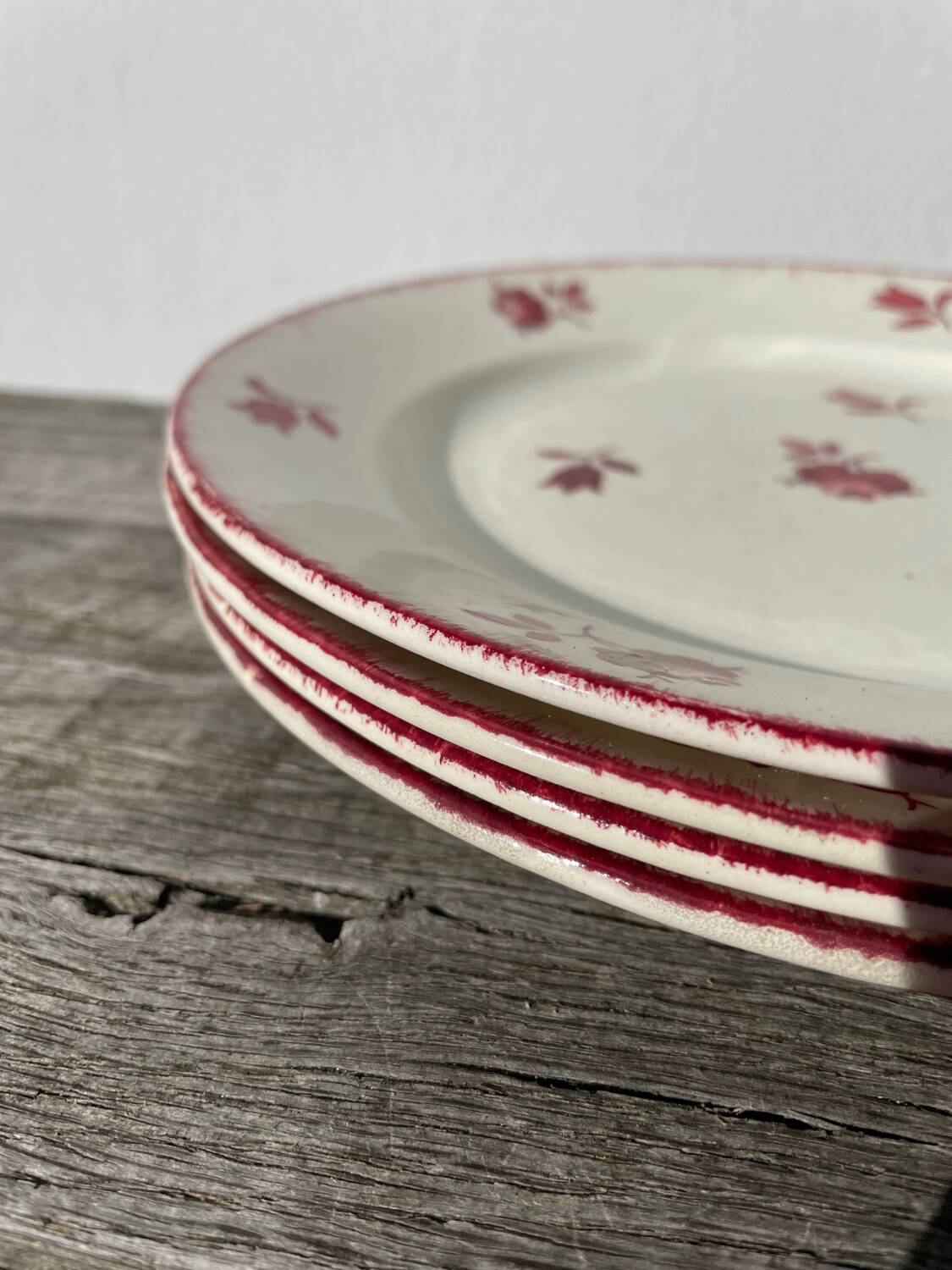 4 old Luneville flower plates