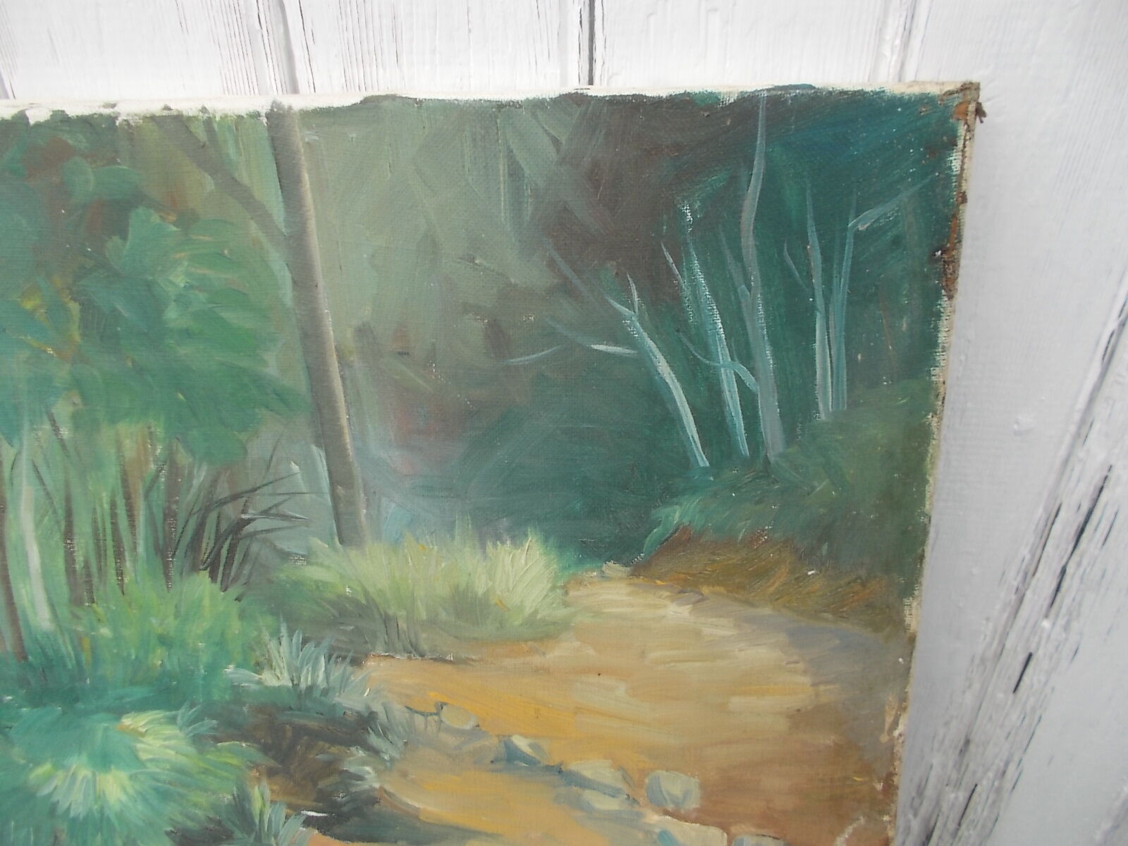 Painting landscape oil on canvas river 55 X 38cm