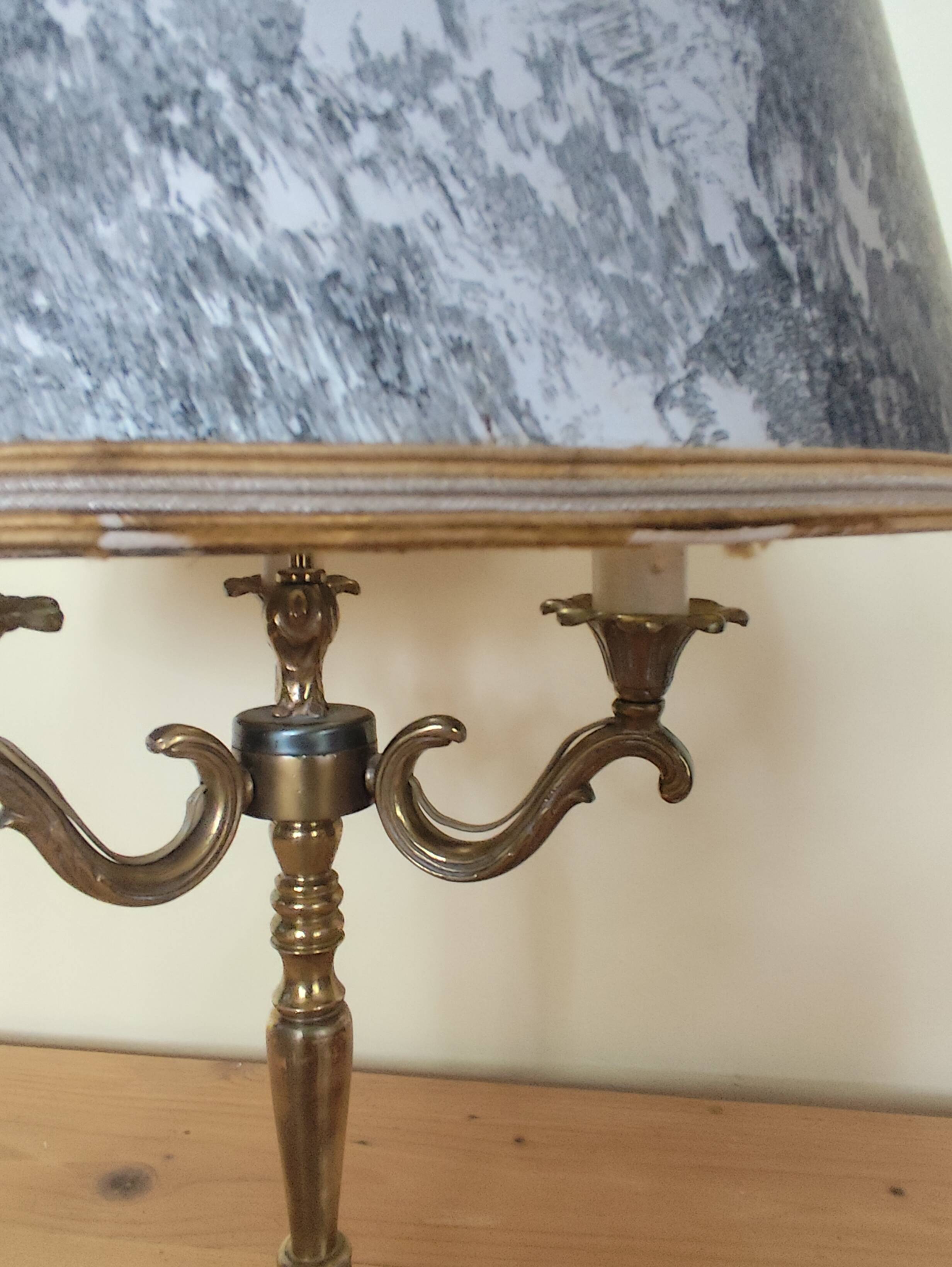 brass three-light bouillotte lamp, desk lamp