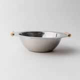 1980s vintage bowls, set of 8, stainless steel with gold handles.