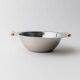 1980s vintage bowls, set of 8, stainless steel with gold handles.