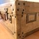 Vintage parchment beige and leather suitcase