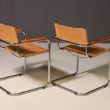 Pair of Cantilever Tubular Steel Armchairs MG5 Grassi style 1970´s