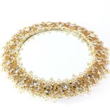 Spectacular backlit mirror in gilded brass and crystal glass by Palwa, Germany.