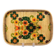 1970s floral patterned tray in rattan and plastic