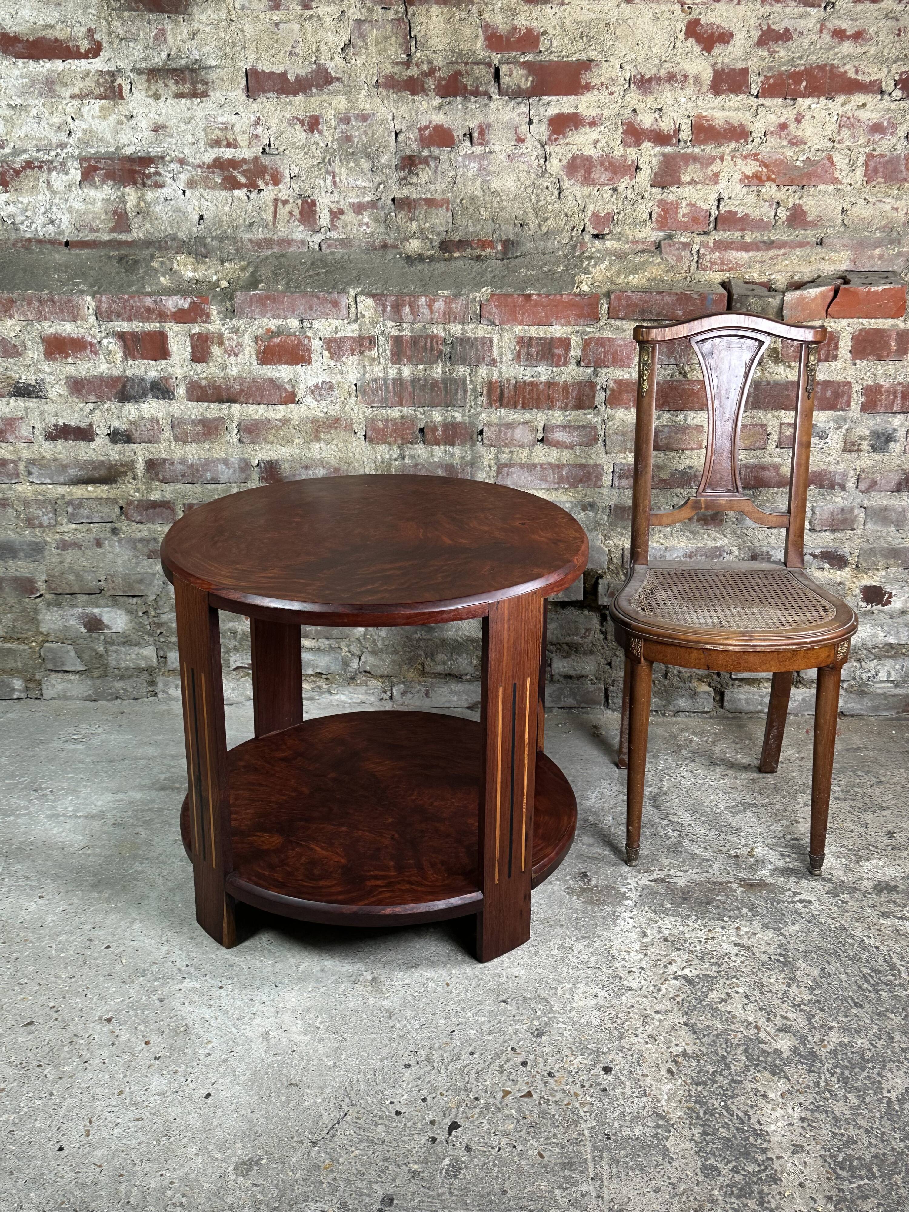 Art Deco side table / pedestal table in Rio rosewood