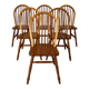 Set of 6 Scandinavian pine wingback chairs, 1970s