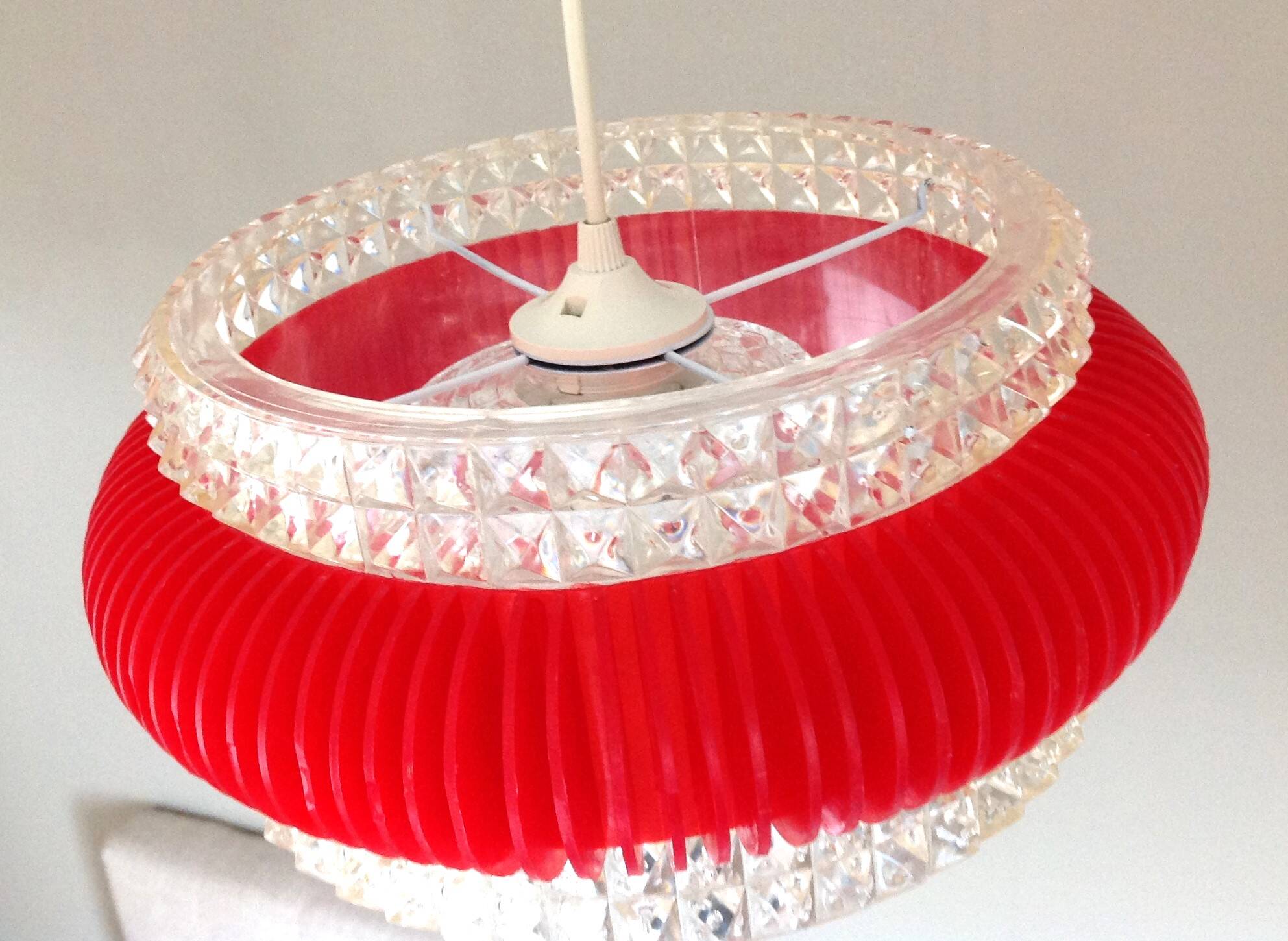 Suspension in glass and plexiglass with diamond points / vintage 60s-70s