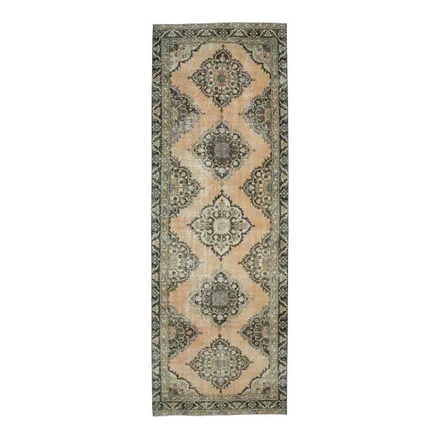 Vintage Turkish hand-knotted runner 128x382