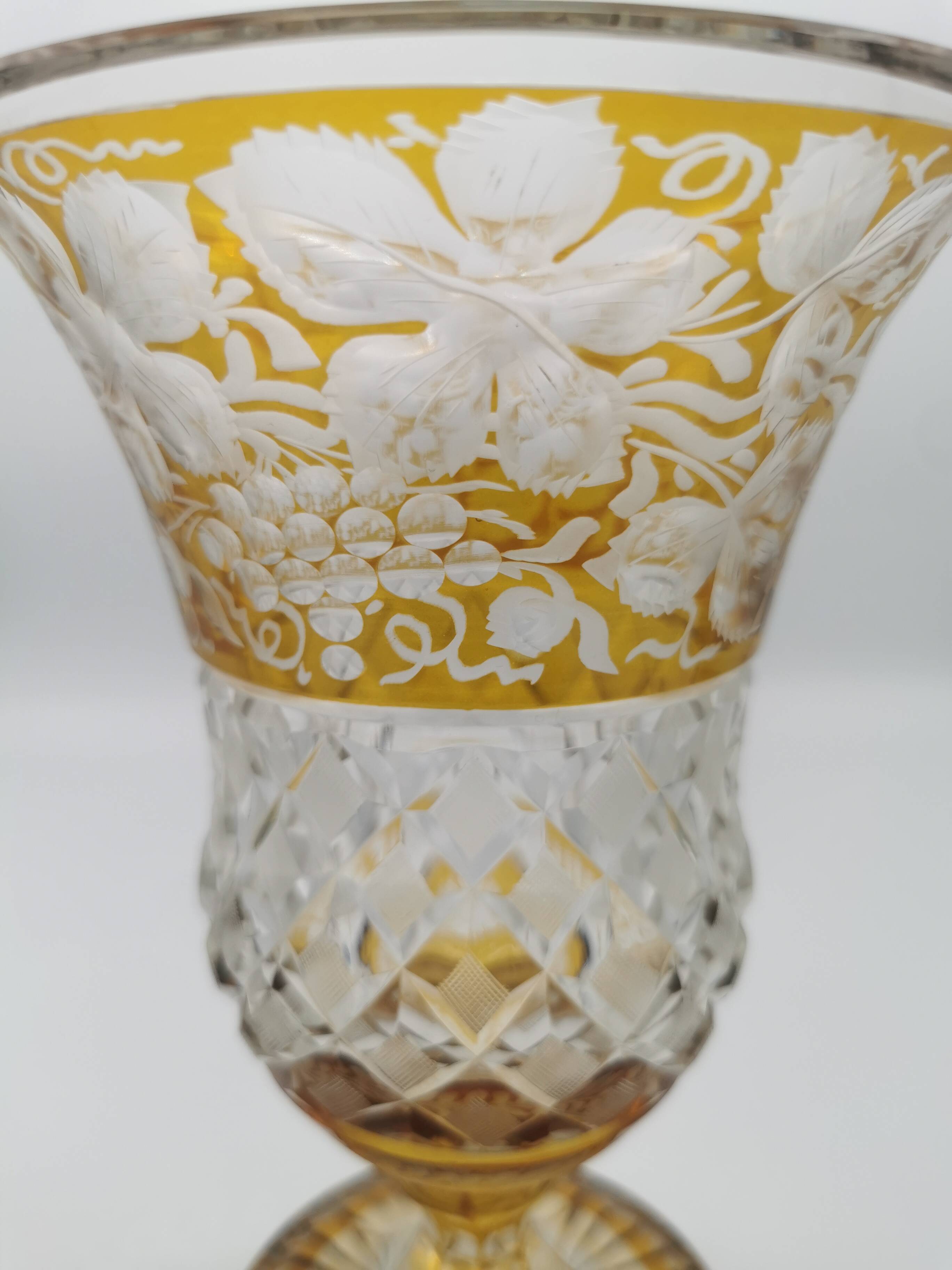 Amber yellow Bohemian crystal vase