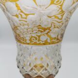 Vase en cristal de bohème jaune ambre