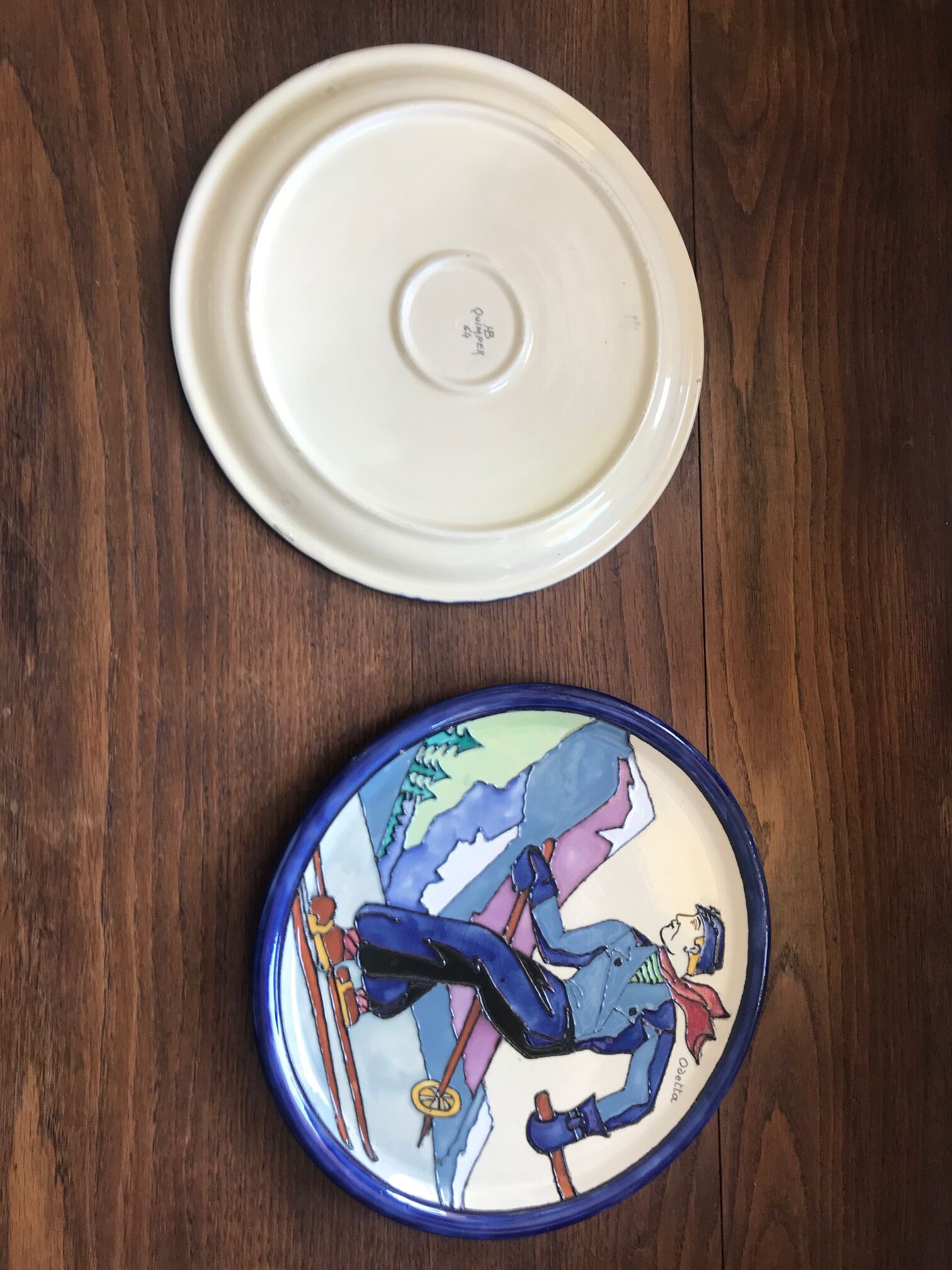 Pair of plates HB Quimper Odetta