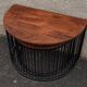 Half-circle wooden tables, metal feet
