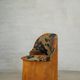 Swedish stump chair / "Kubstol" in pine and floral upholstery, mid-20th century