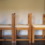 Chaises brutalistes en pin x 3