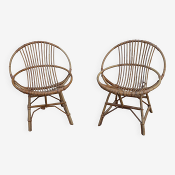 2 vintage rattan armchairs