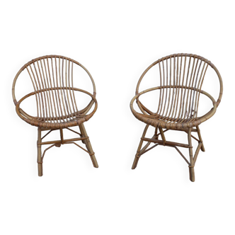 2 vintage rattan armchairs