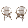 2 fauteuils en rotin vintage