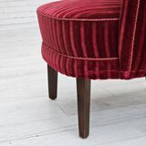 1960s, Danish armchair in cherry-red furniture velour, original condition.