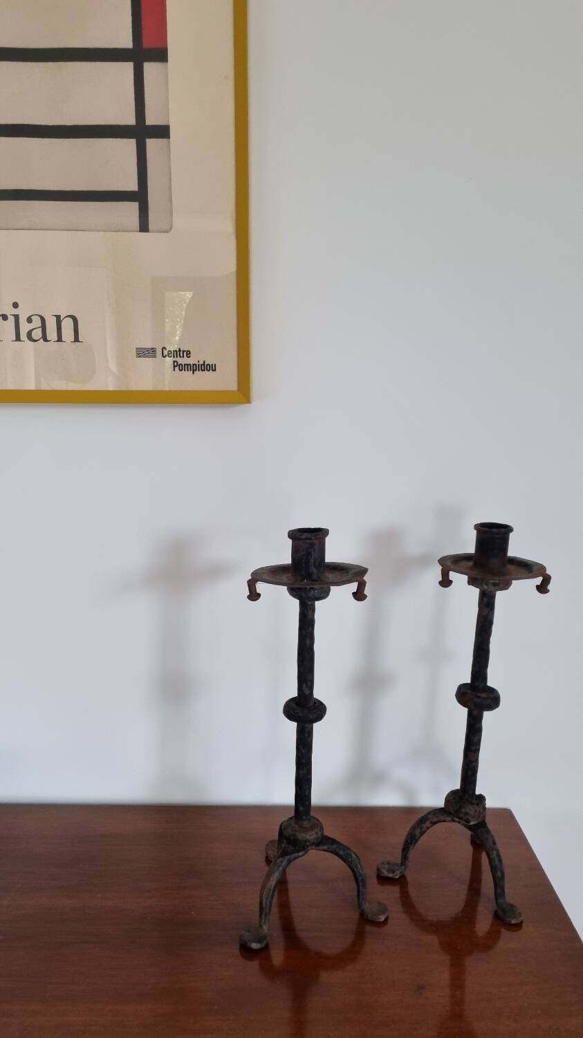 Pair of brutalist candlesticks