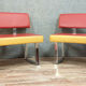 Pair of semi-moon benches in skai and chrome steel