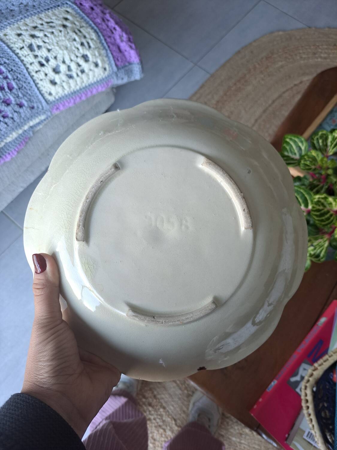 Plat céramique fleur west germany