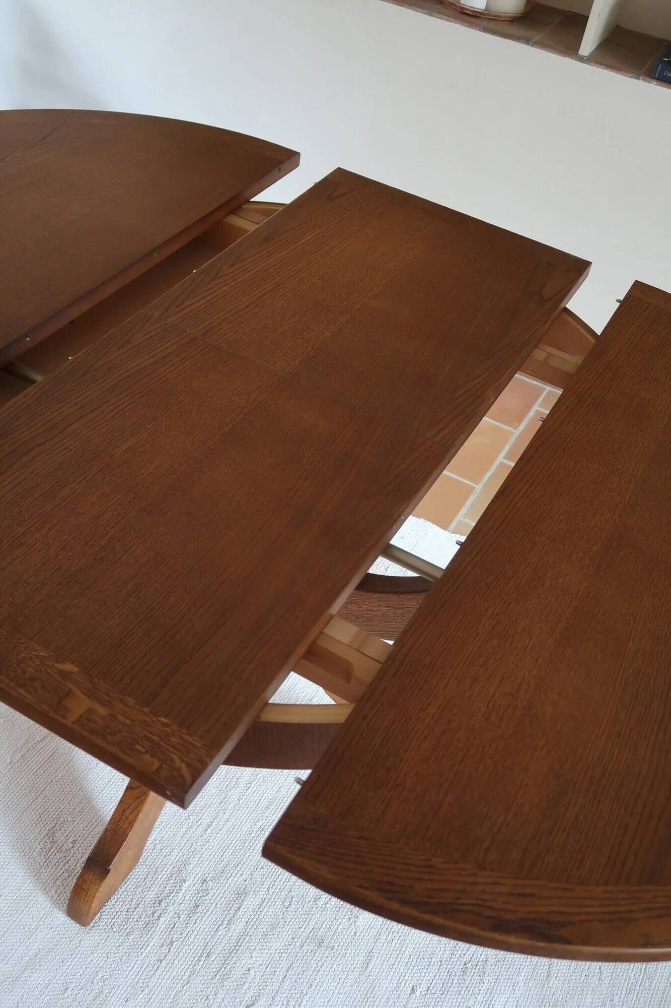 Extendable oak round table, Lübke, Germany 1960s
