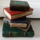 Hold pile holder of books carved wood trompe l oeil
