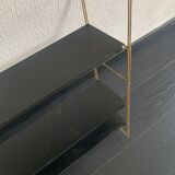 Vintage 1960 String wall shelf in black and gold - 60 x 48 cm