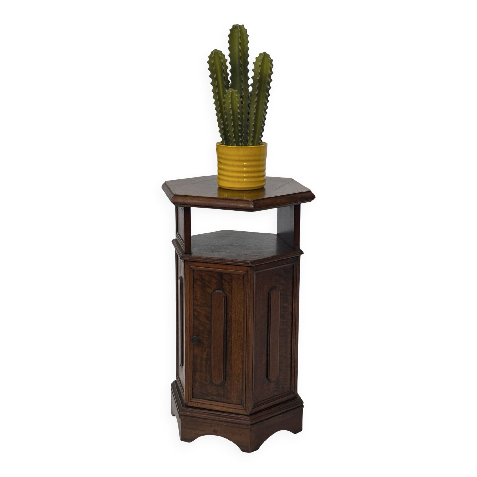 Vintage Hexagonal Side Cabinet with Door Small Side Table Column