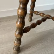 Antique tripod stool, solid wood, turned wood.
