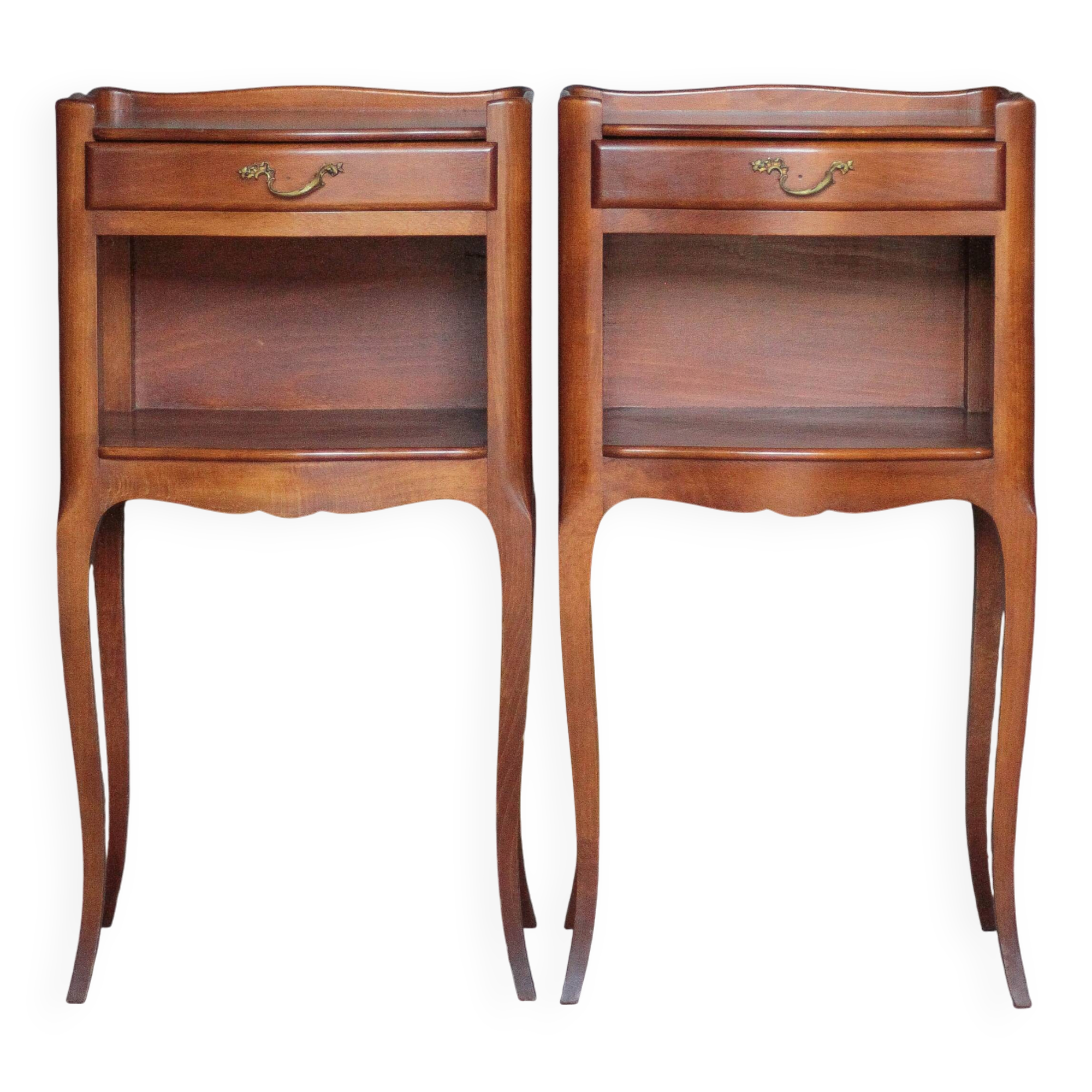 Pair of wooden bedside tables, vintage bedside table, side table.