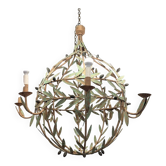 Globe lamp, olive leaves, in the style of Maison Baguès, Mid-century, 1970s – France