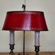 bronze and brass 2-bulb bouillotte lamp, red desk lamp